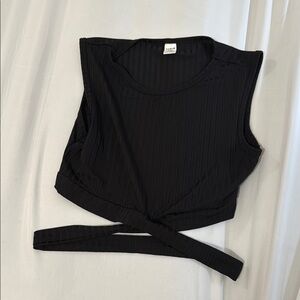 SHEIN Black Sleeveless Wrap Top